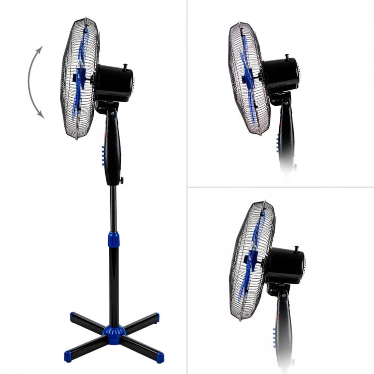 Вентилатор на стойка 16'' Perfect FM-3237, 40W, черно-синьо
