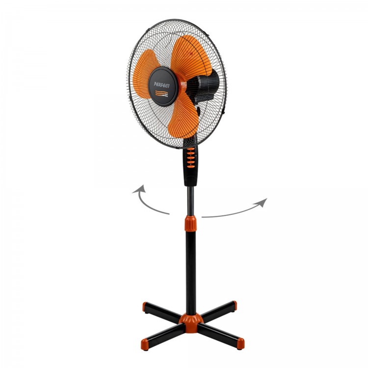 Вентилатор на стойка 16'' Perfect FM-3235, 40W, черно-оранжево