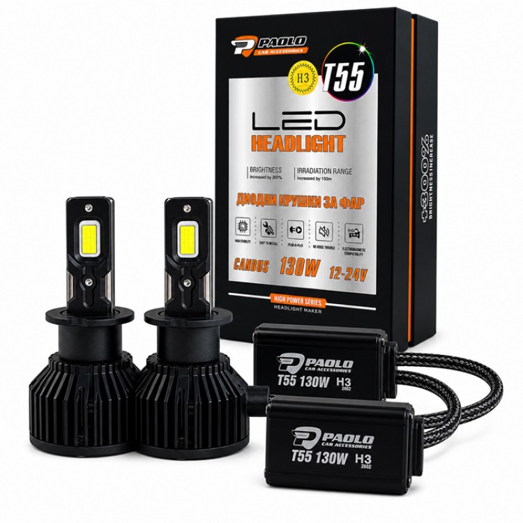 Крушки диодни H3 / T55 - 130W - 12/24V Крушки диодни H3 / T55 - 130W - 12/24V