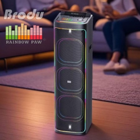 МОЩНА ПАРТИ КОЛОНА BTS-2272 С ТРИ 12-ИНЧОВИ ГОВОРИТЕЛЯ И 2 МИКРОФОНА