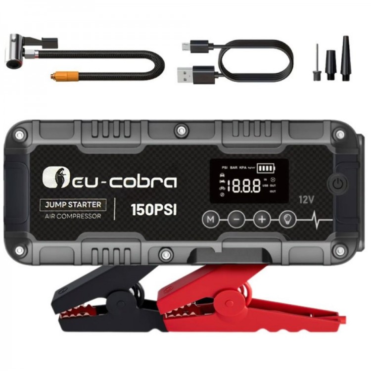 ДЖЪМП СТАРТЕР С КОМПРЕСОР EU-COBRA 4 В 1 ДЖЪМП СТАРТЕР С КОМПРЕСОР EU-COBRA 4 В 1