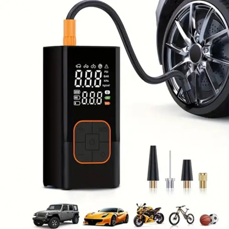 Безжичен дигитален компресор за гуми 4000mah , 150PSI, Презареждаем Безжичен дигитален компресор за гуми 4000mah , 150PSI, Презареждаем