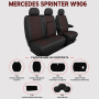 Комплект 2+1 Тапицерия за MERCEDES SPRINTER W906 2006-2018 – Текстил, Черна с червен шев, 8 части Комплект 2+1 Тапицерия за MERCEDES SPRINTER W906 2006-2018 – Текстил, Черна с червен шев, 8 части