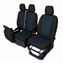 Комплект 2+1 Тапицерия за FORD TRANSIT CUSTOM 2009+ – Еко кожа, Черна със син шев, 8 части Комплект 2+1 Тапицерия за FORD TRANSIT CUSTOM 2009+ – Еко кожа, Черна със син шев, 8 части