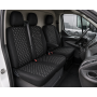 Комплект 2+1 Тапицерия за FORD TRANSIT CUSTOM 2009+ – Еко кожа, Черна с бял шев, 8 части Комплект 2+1 Тапицерия за FORD TRANSIT CUSTOM 2009+ – Еко кожа, Черна с бял шев, 8 части