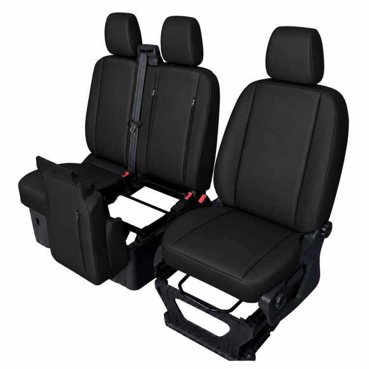 Комплект 2+1 Тапицерия за FORD TRANSIT CUSTOM 2009+ – Еко кожа, Черна, 8 части Комплект 2+1 Тапицерия за FORD TRANSIT CUSTOM 2009+ – Еко кожа, Черна, 8 части