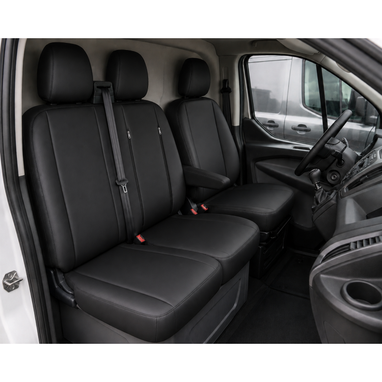 Комплект 2+1 Тапицерия за FORD TRANSIT CUSTOM 2009+ – Еко кожа, Черна, 8 части Комплект 2+1 Тапицерия за FORD TRANSIT CUSTOM 2009+ – Еко кожа, Черна, 8 части