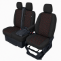 Комплект 2+1 Тапицерия за FORD TRANSIT CUSTOM 2009+ – Текстил, Черна с червен шев, 8 части Комплект 2+1 Тапицерия за FORD TRANSIT CUSTOM 2009+ – Текстил, Черна с червен шев, 8 части