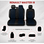 Комплект 2+1 Тапицерия за RENAULT MASTER III 2010-2019 – Еко кожа, Черна със син шев, 6 части Комплект 2+1 Тапицерия за RENAULT MASTER III 2010-2019 – Еко кожа, Черна със син шев, 6 части
