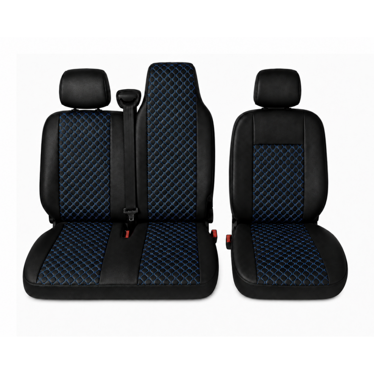 Комплект 2+1 Тапицерия за RENAULT MASTER III 2010-2019 – Еко кожа, Черна със син шев, 6 части Комплект 2+1 Тапицерия за RENAULT MASTER III 2010-2019 – Еко кожа, Черна със син шев, 6 части