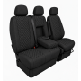 2+1 Текстилна тапицерия за предни седалки за Mercedes Sprinter W906 2006-2018, Черна с черен шев, 8 части 2+1 Текстилна тапицерия за предни седалки за Mercedes Sprinter W906 2006-2018, Черна с черен шев, 8 части