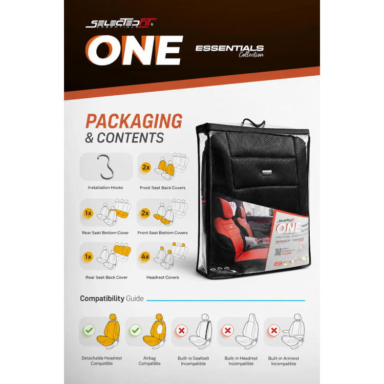Комплект Тапицерия SelectedFit One Design by OTOM текстил – Черна, за Предни и Задни Седалки Комплект Тапицерия SelectedFit One Design by OTOM текстил – Черна, за Предни и Задни Седалки