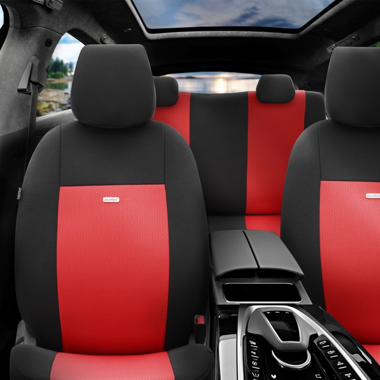 Комплект Тапицерия SelectedFit Flex Design by OTOM текстил – Черно-Червена, за Предни и Задни Седалки Комплект Тапицерия SelectedFit Flex Design by OTOM текстил – Черно-Червена, за Предни и Задни Седалки