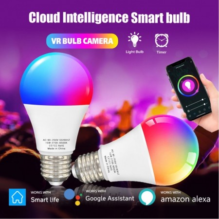 Wi Fi интелигентна крушка 9W - E27 RGBCW, LED Димируема крушка
